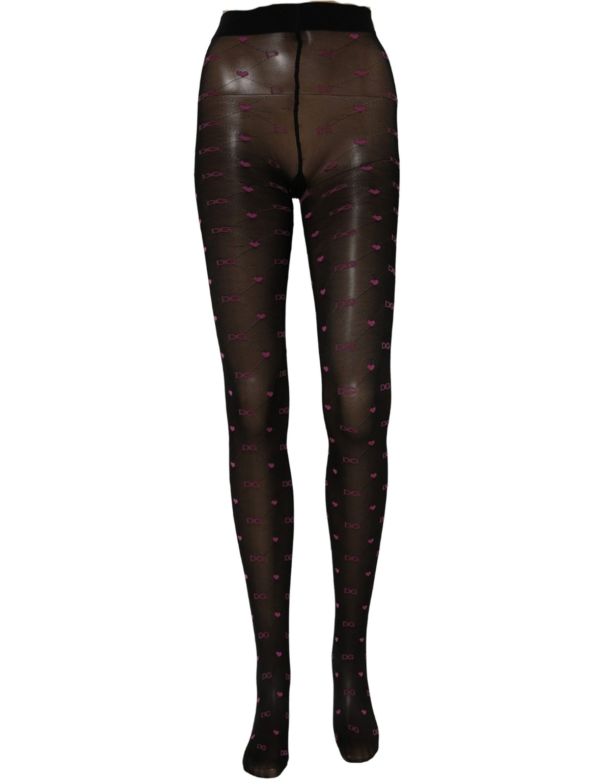 Collants bas cœurs en nylon noir Dolce & Gabbana