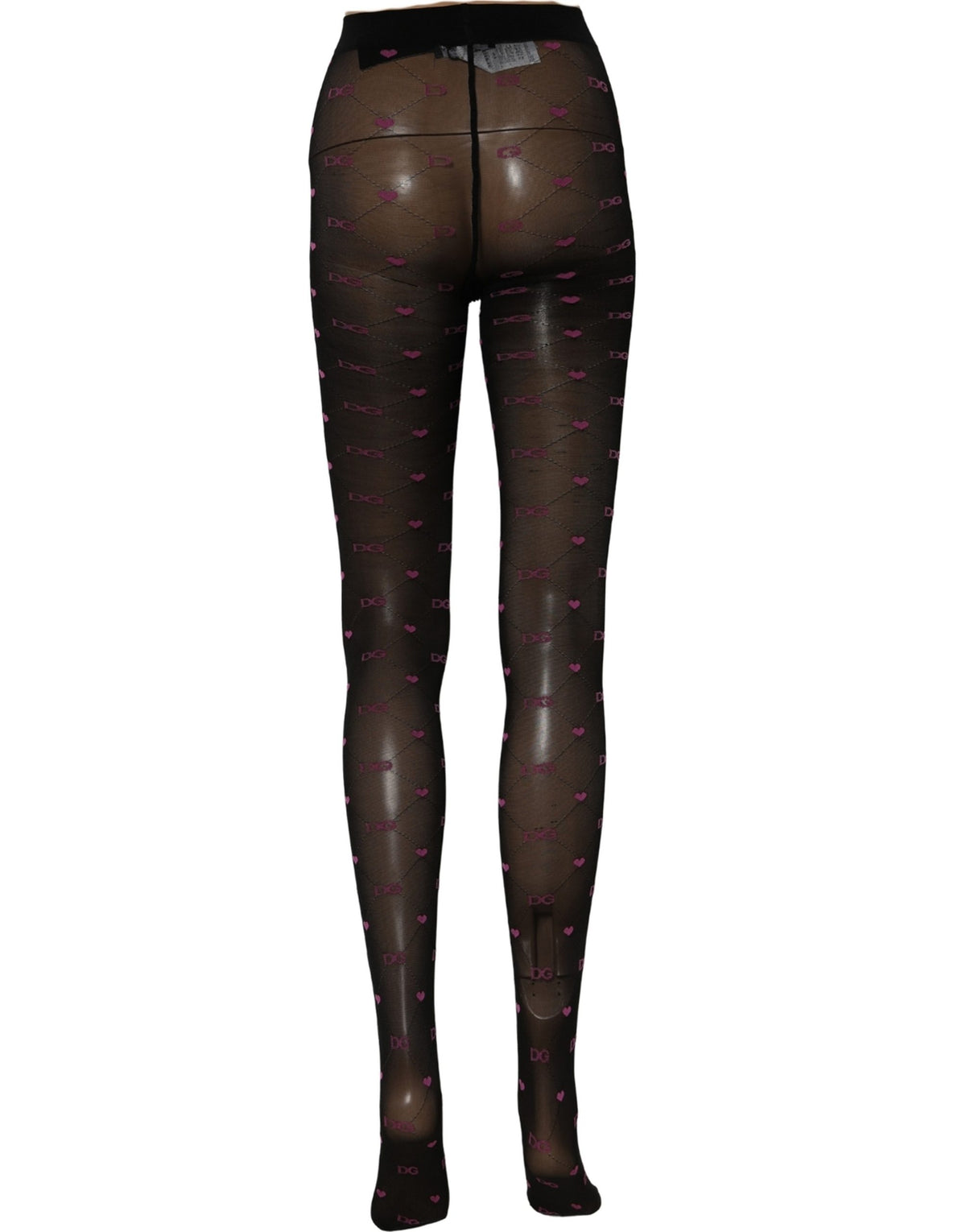 Collants bas cœurs en nylon noir Dolce & Gabbana