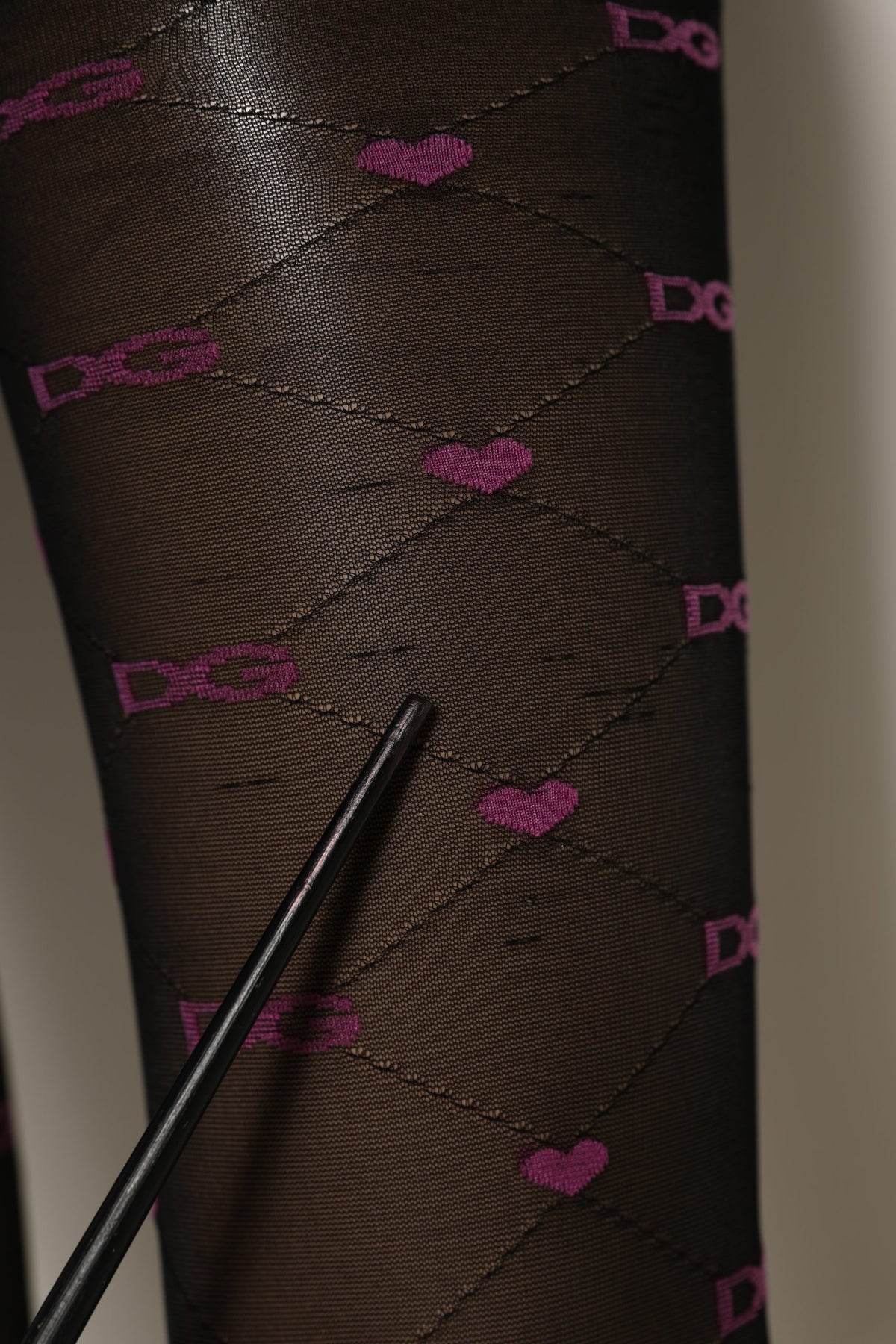 Collants bas cœurs en nylon noir Dolce & Gabbana