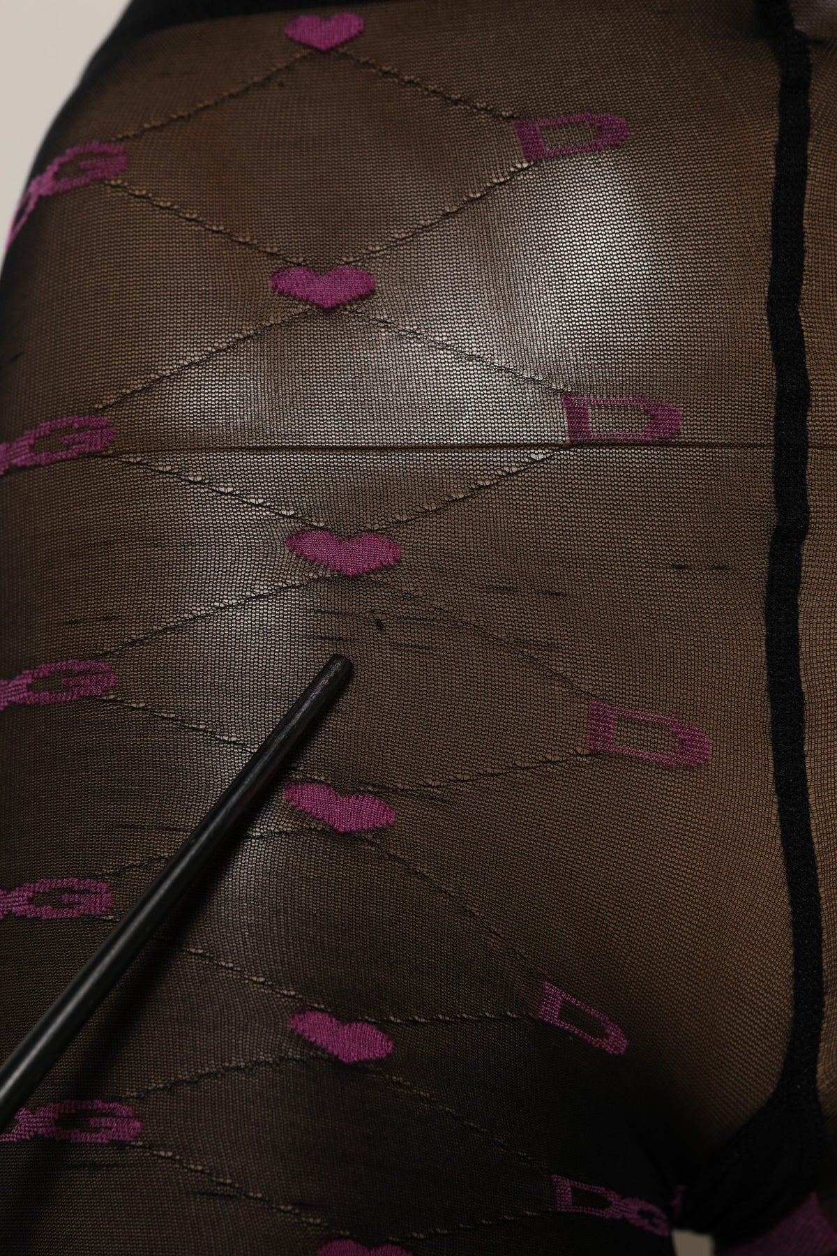 Collants bas cœurs en nylon noir Dolce & Gabbana