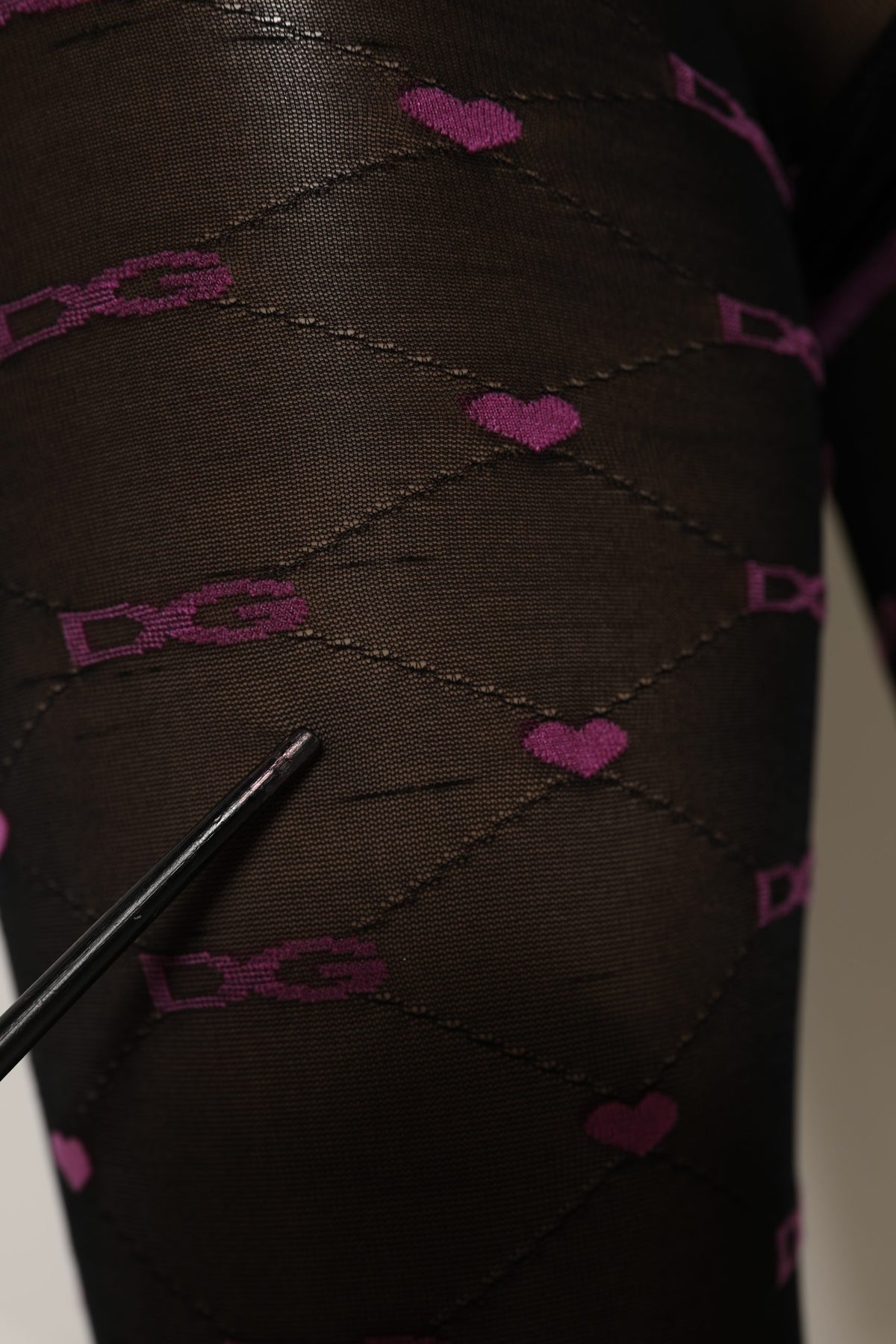 Collants bas cœurs en nylon noir Dolce & Gabbana