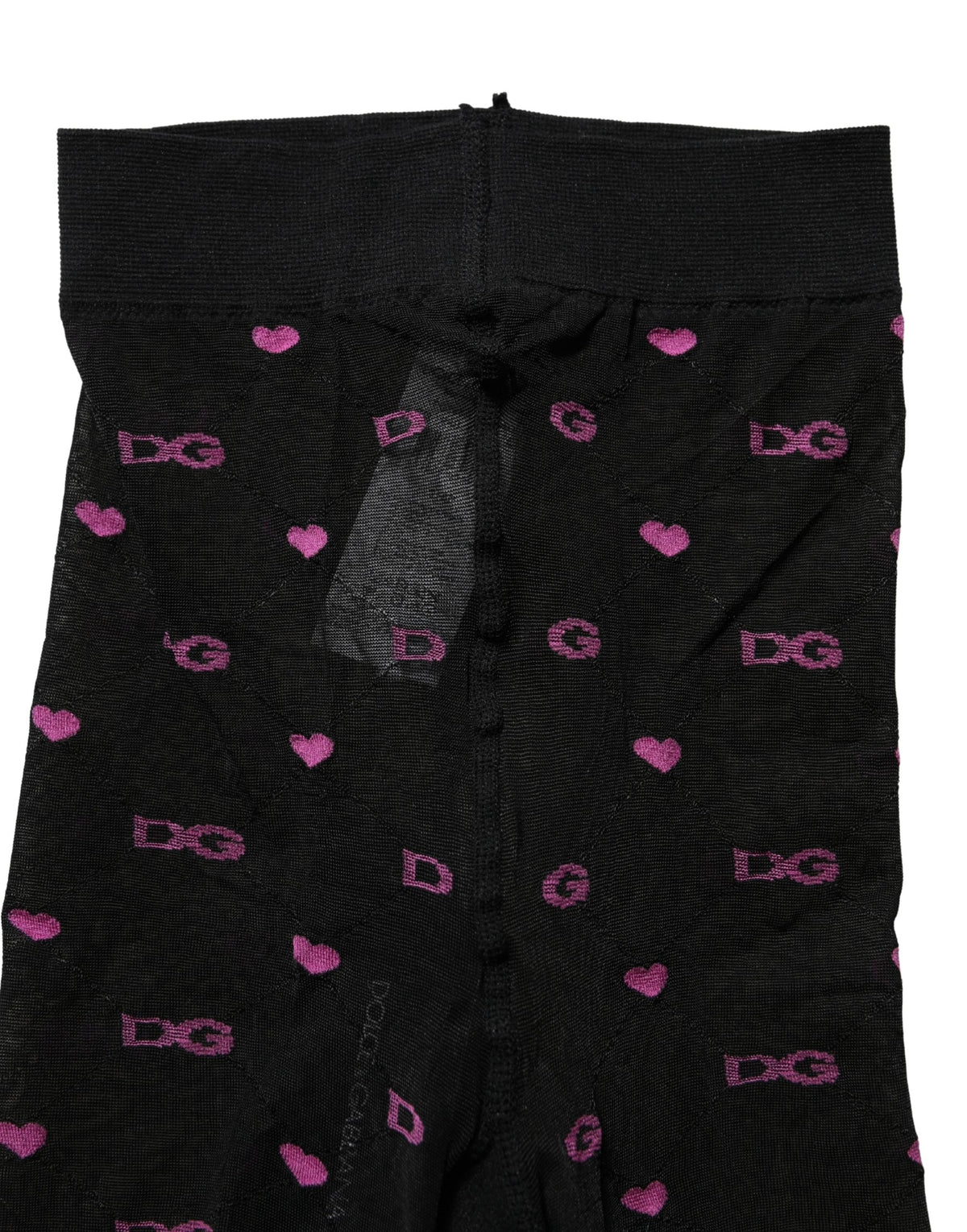 Collants bas cœurs en nylon noir Dolce & Gabbana