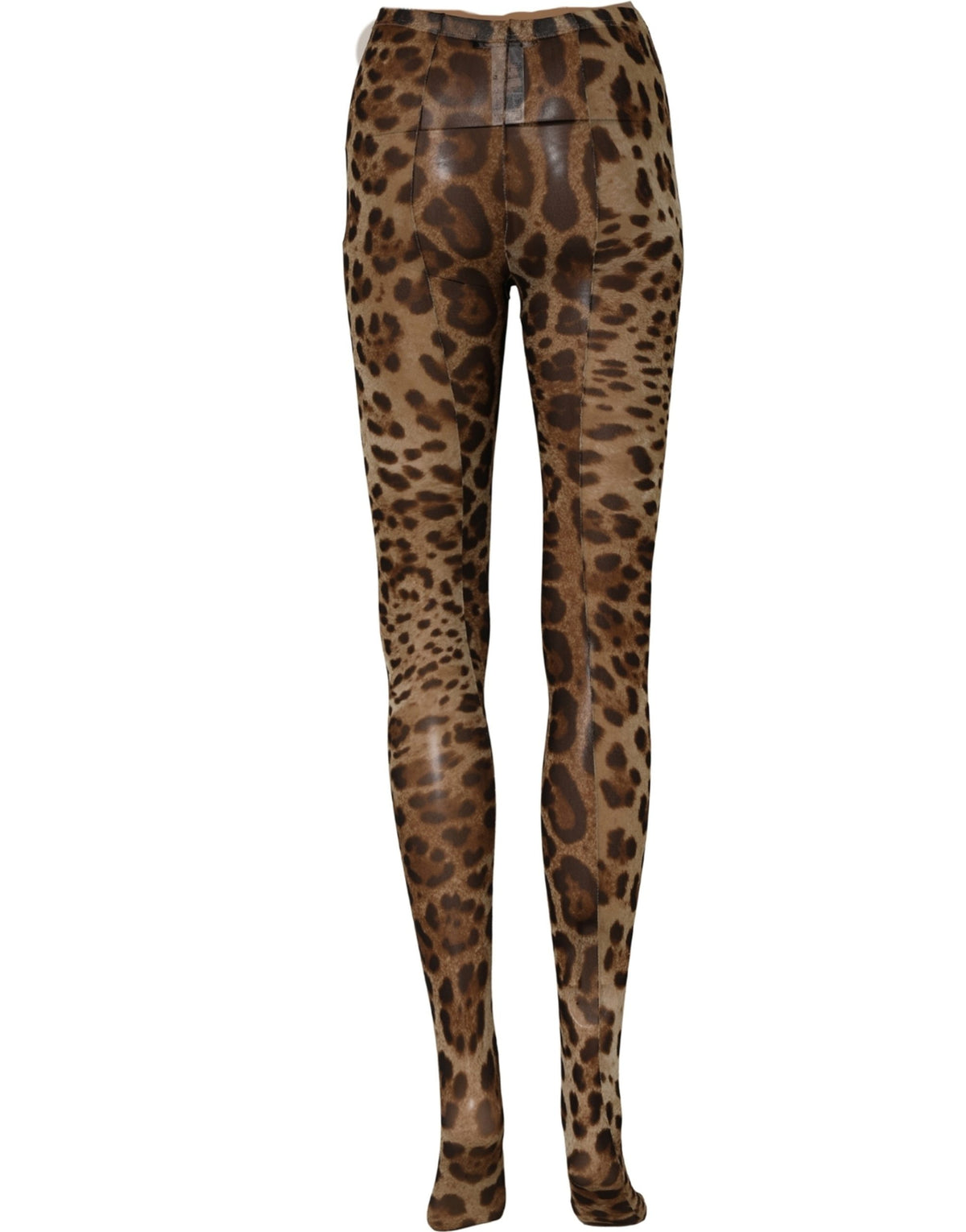 Dolce & Gabbana Collant Nylon Marron Léopard Chaussettes