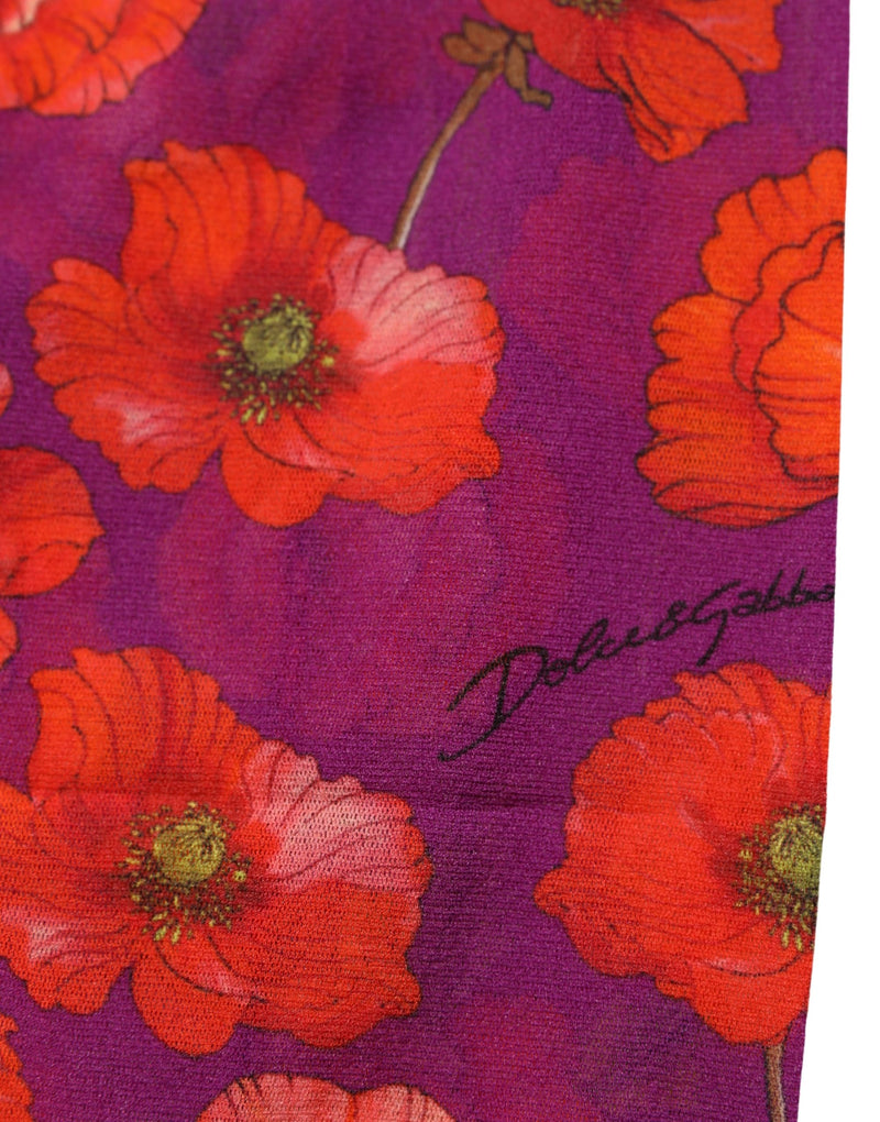 Dolce & Gabbana Purple Nylon Floral Print Tights Stockings Socks