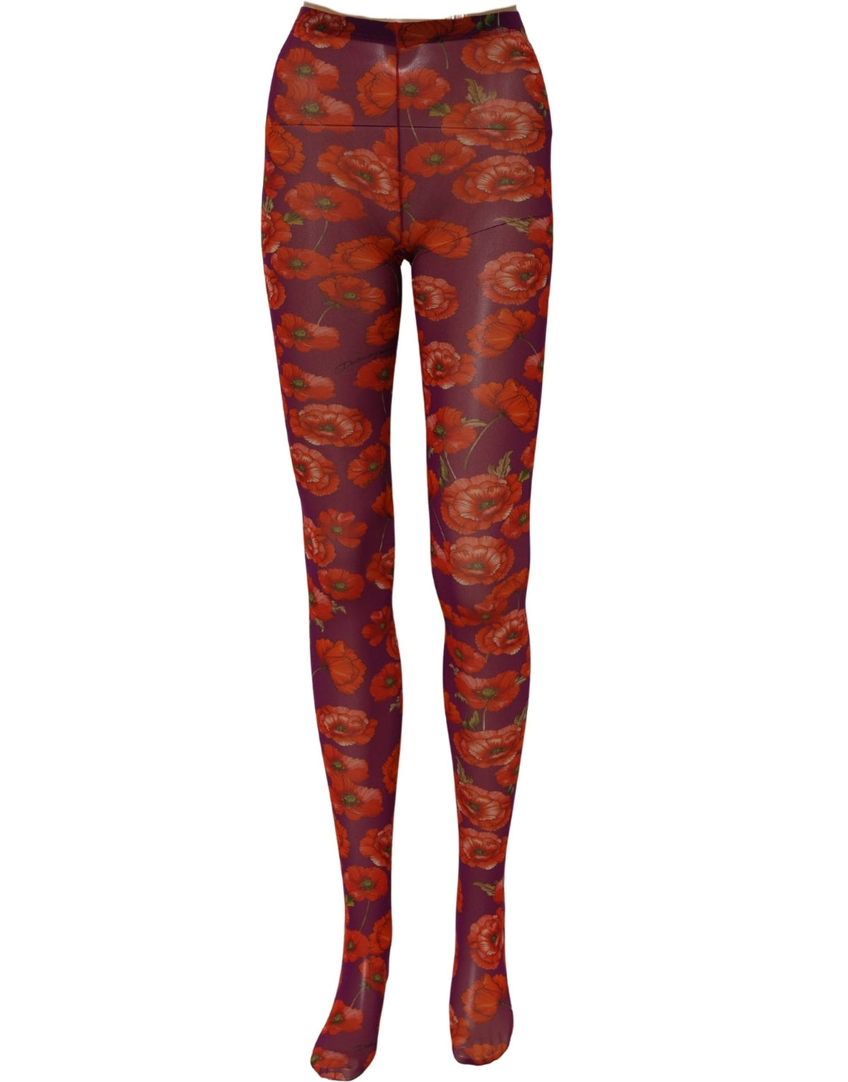 Collant, bas, chaussettes en nylon violet à imprimé floral Dolce & Gabbana