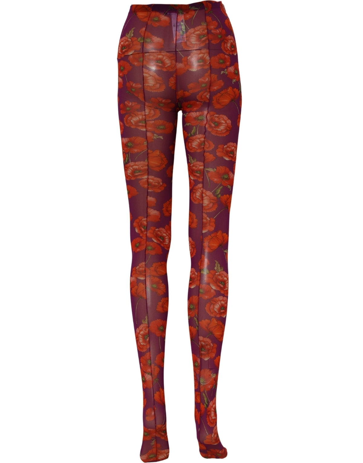 Collant, bas, chaussettes en nylon violet à imprimé floral Dolce & Gabbana