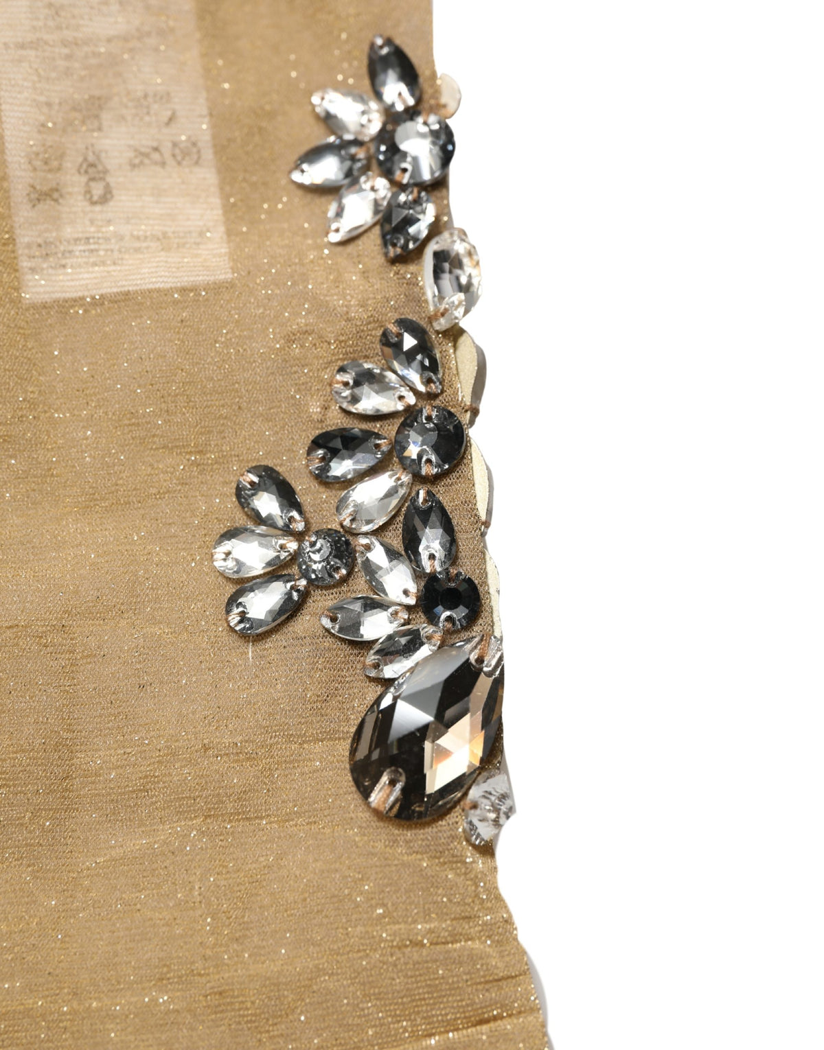 Dolce & Gabbana Chaussettes hautes marron extensibles à motif floral et cristaux transparents