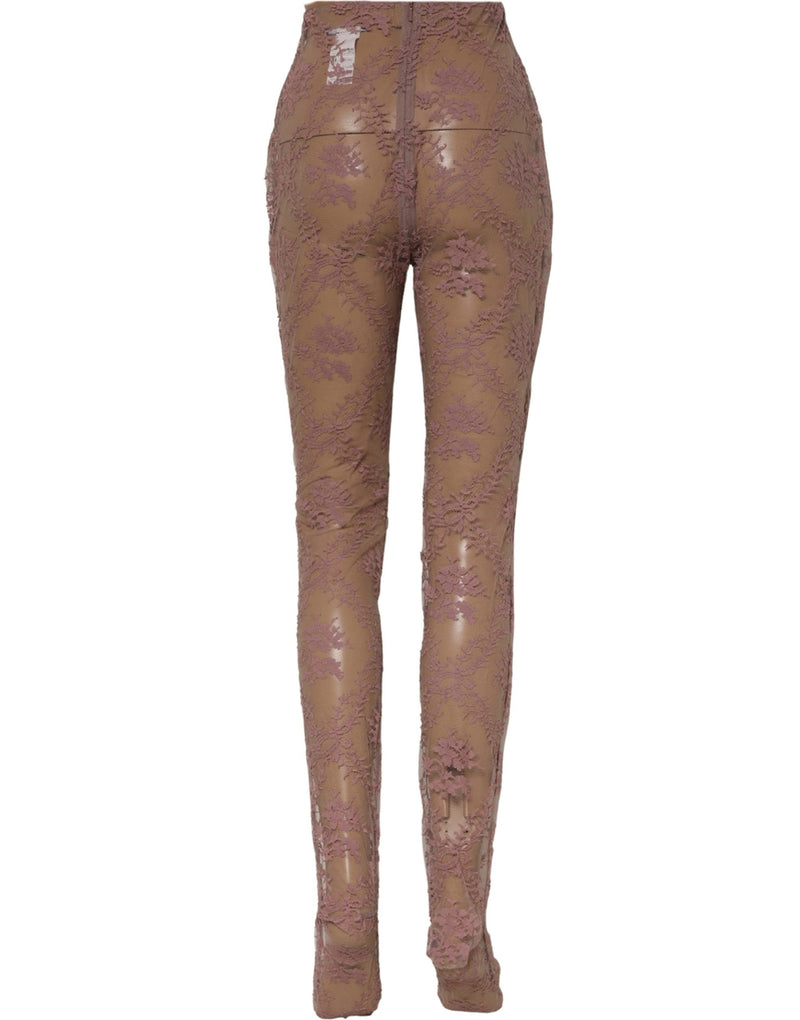 Dolce & Gabbana Pink Floral Lace Tights Stockings Pantyhose Socks