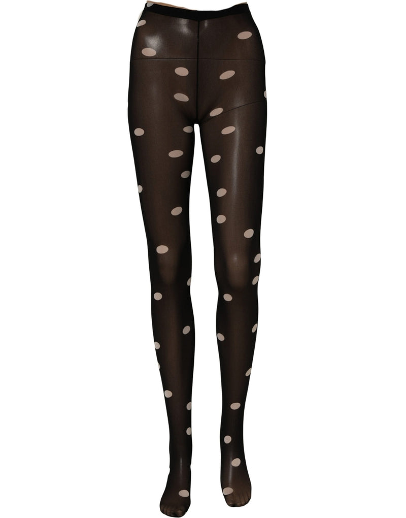 Dolce & Gabbana Black Polka Dot Tights Stockings Pantyhose Socks