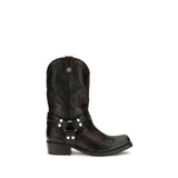 Bottes à lacets Versace en cuir de veau noir
