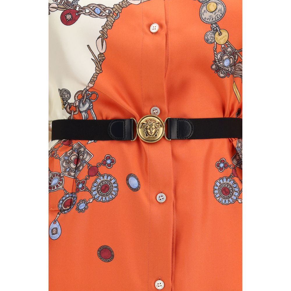 Robe décontractée en soie orange Versace