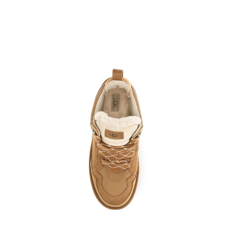 Baskets Chunky UGG en Cuir de Veau Beige Bos Taurus
