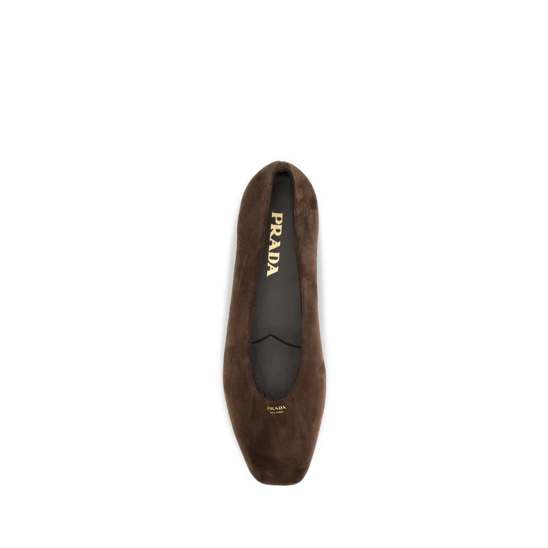 Prada Brown Calf Leather Bos Taurus Ballet Flats