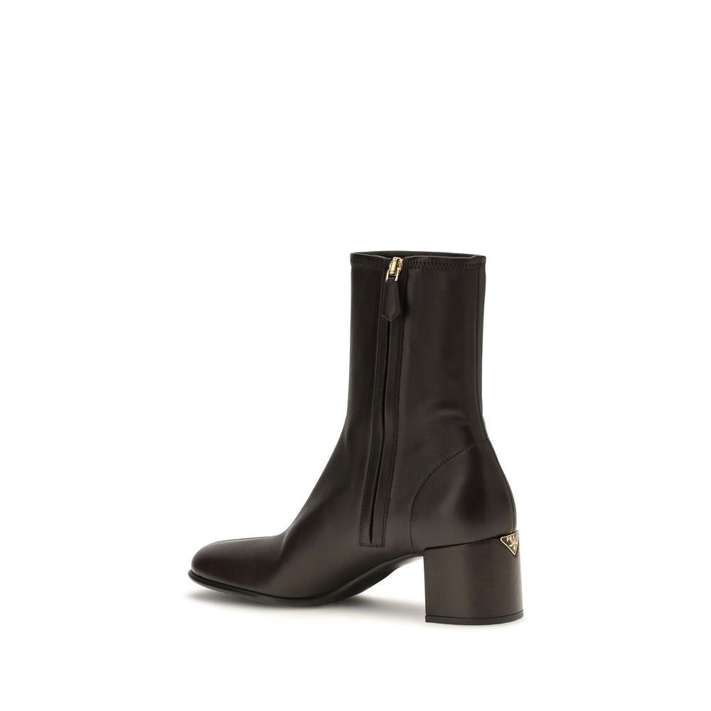 Bottines Prada marron en peau d'agneau Ovis Aries Aries