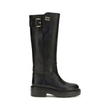 Bottes plates Miu Miu en cuir de veau noir