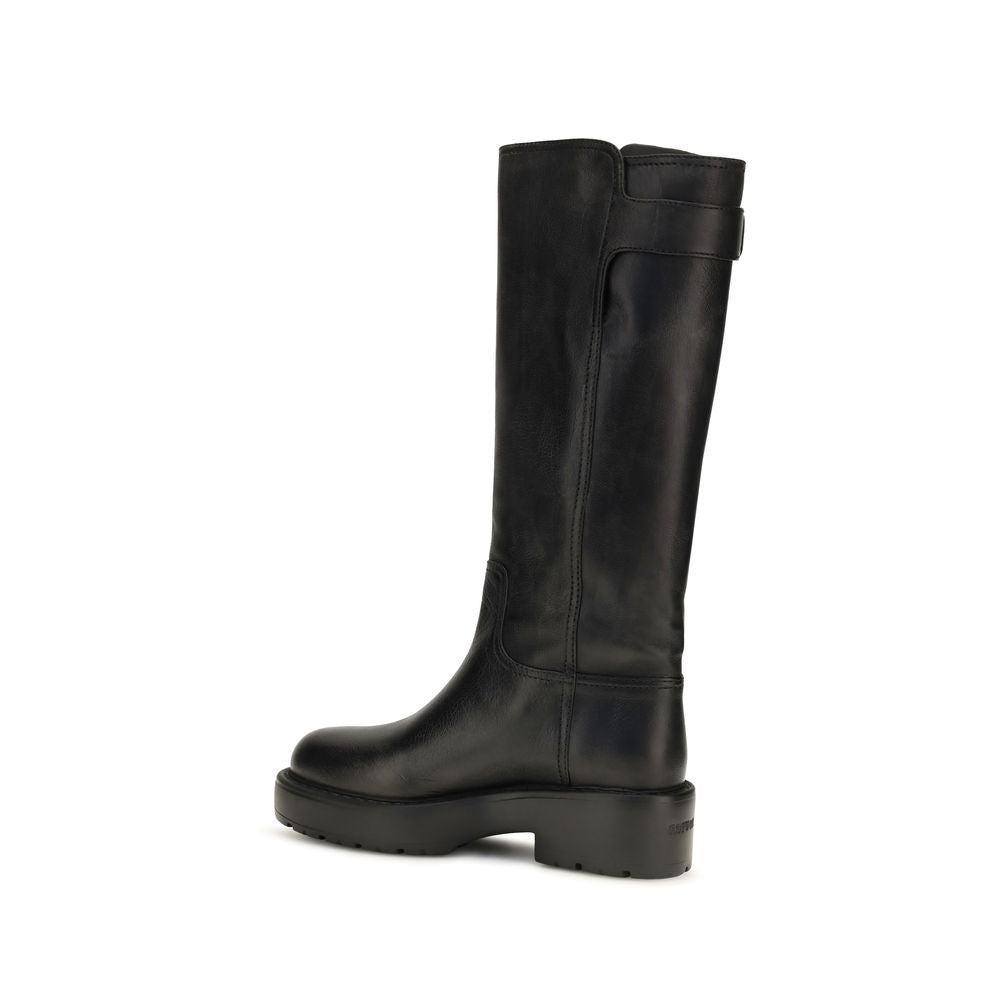 Bottes plates Miu Miu en cuir de veau noir