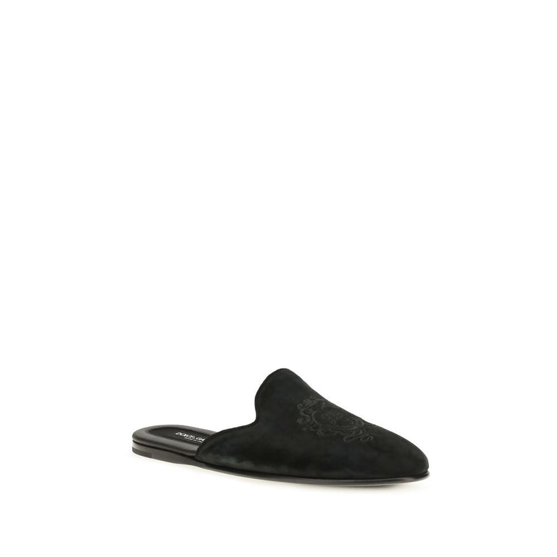 Dolce & Gabbana Black Calf Leather Bos Taurus Mules