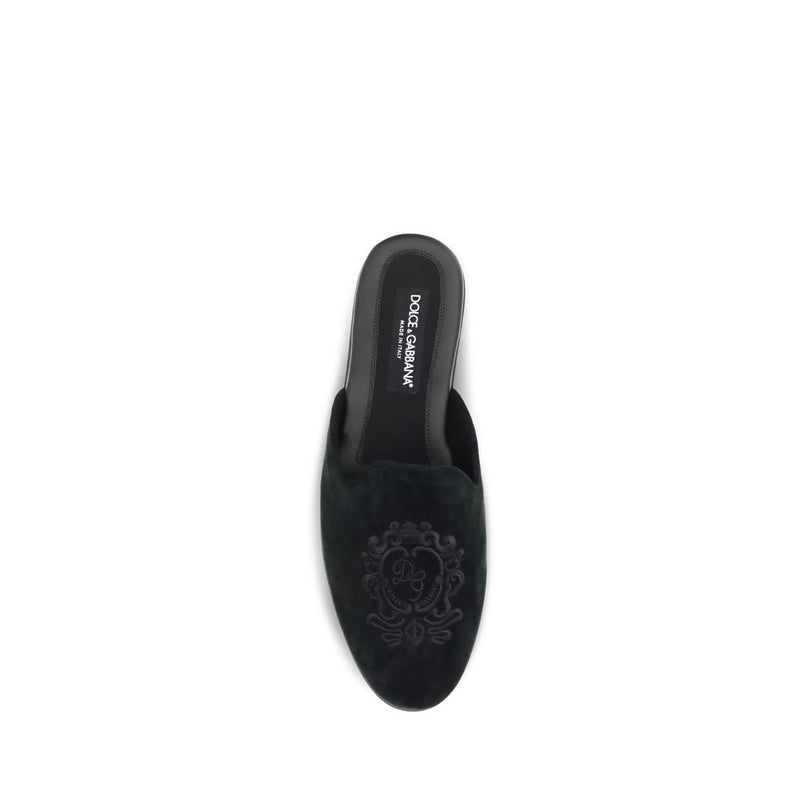 Dolce & Gabbana Black Calf Leather Bos Taurus Mules