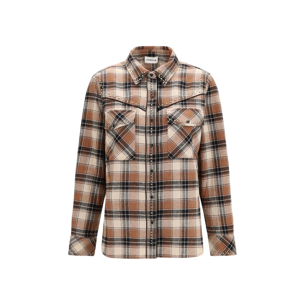 Chemise P.A.R.O.S.H. en coton marron à motifs