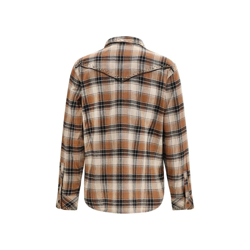 P.A.R.O.S.H. Brown Cotton Pattern Shirt