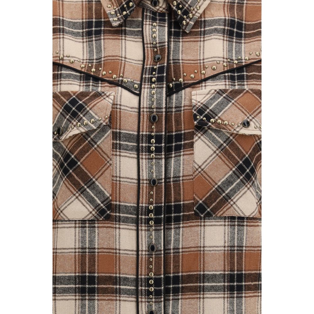 Chemise P.A.R.O.S.H. en coton marron à motifs