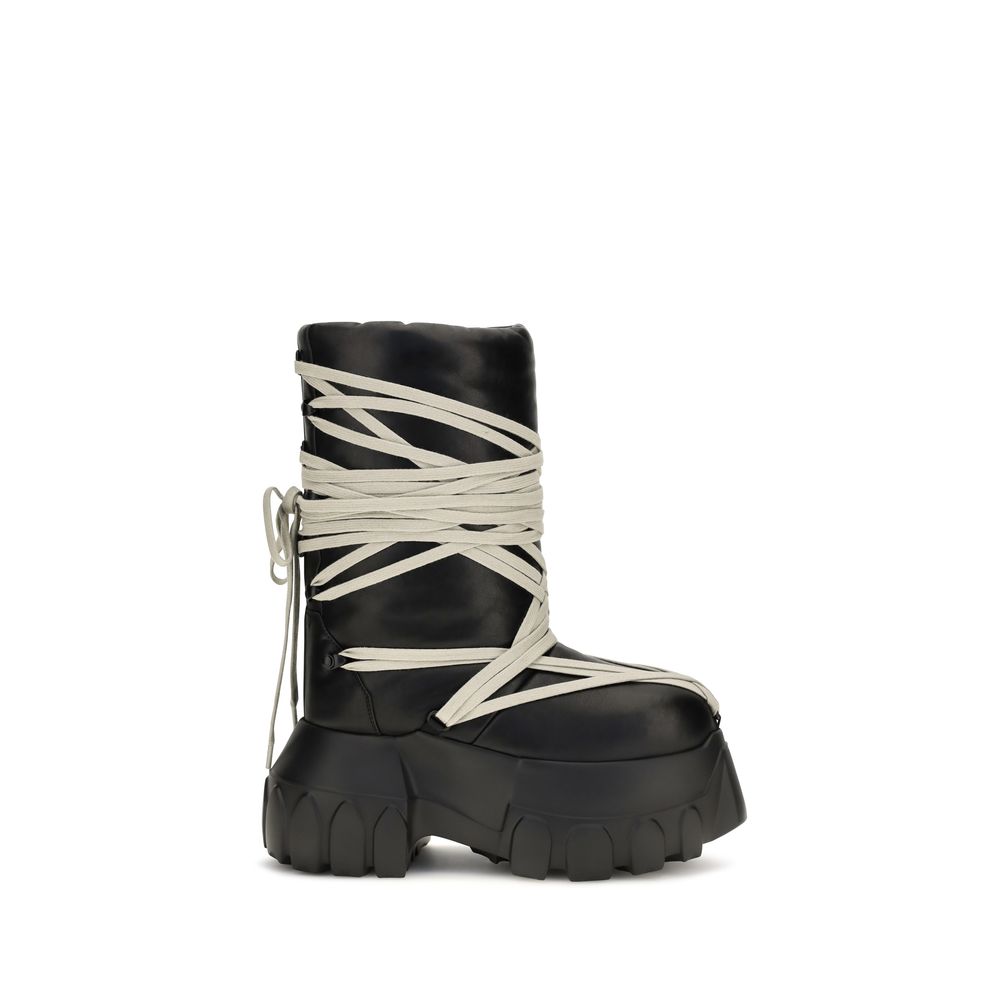 Rick Owens Bottes à lacets en cuir de veau noir Bos Taurus