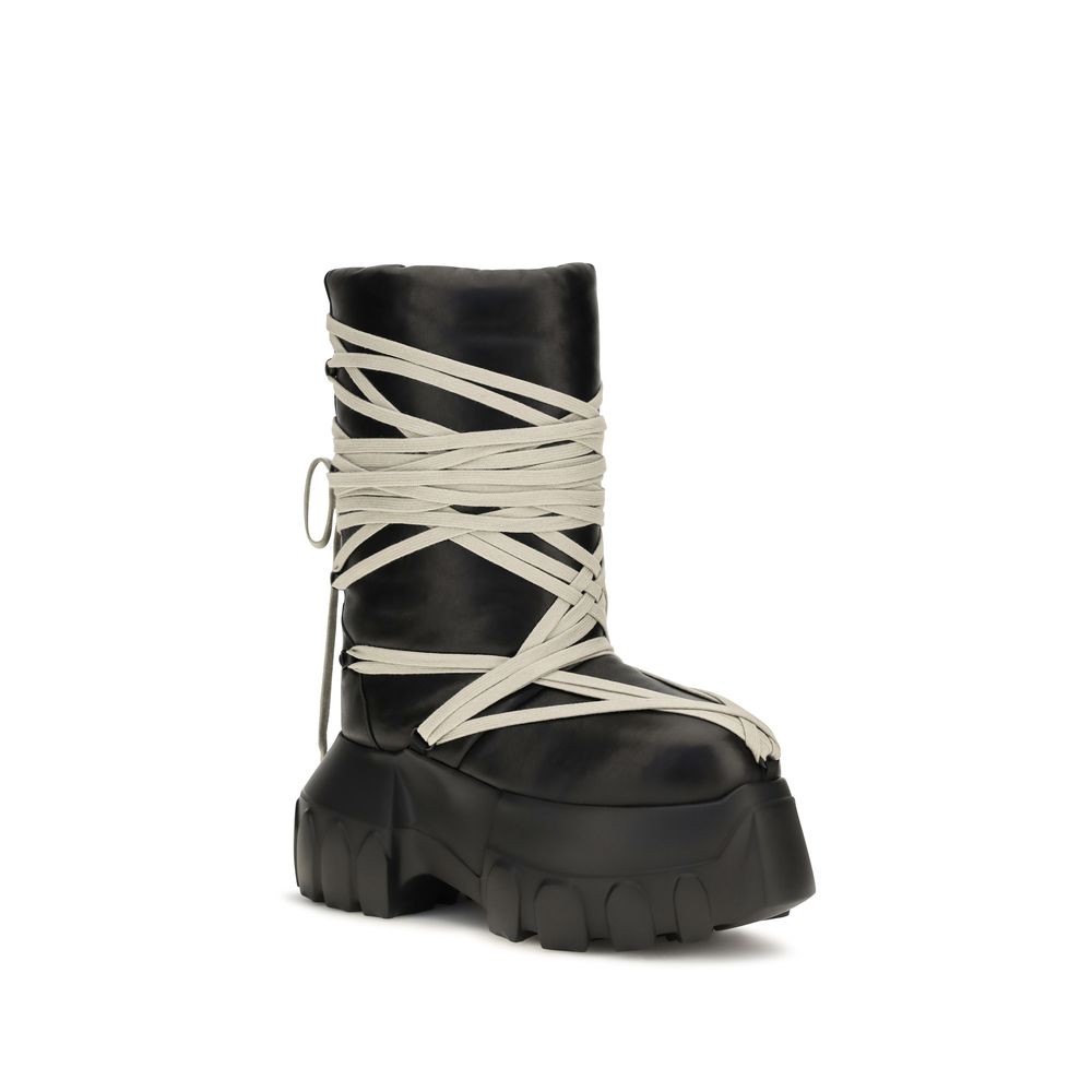 Rick Owens Bottes à lacets en cuir de veau noir Bos Taurus