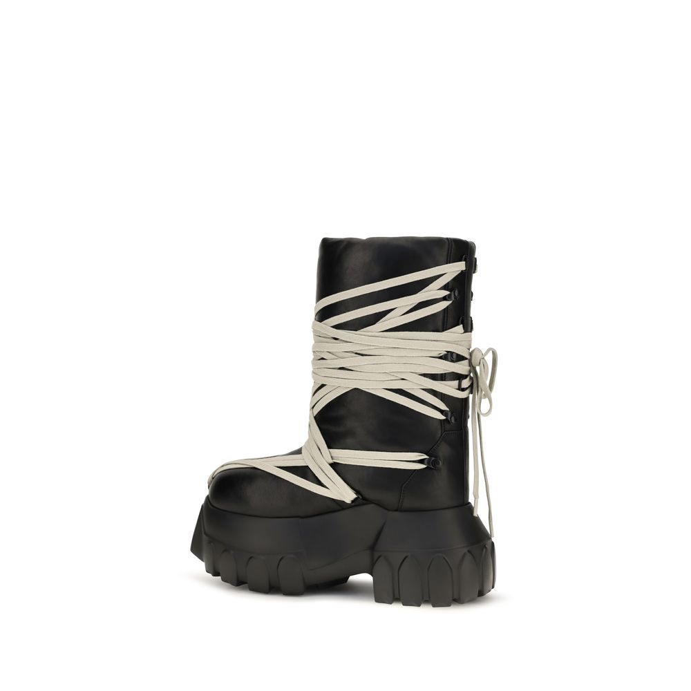 Rick Owens Bottes à lacets en cuir de veau noir Bos Taurus