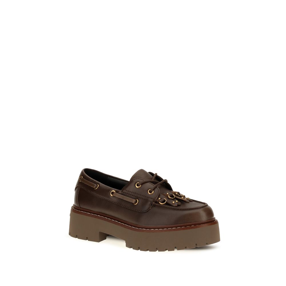 Mocassins compensés en cuir de veau brun Bos Taurus PINKO