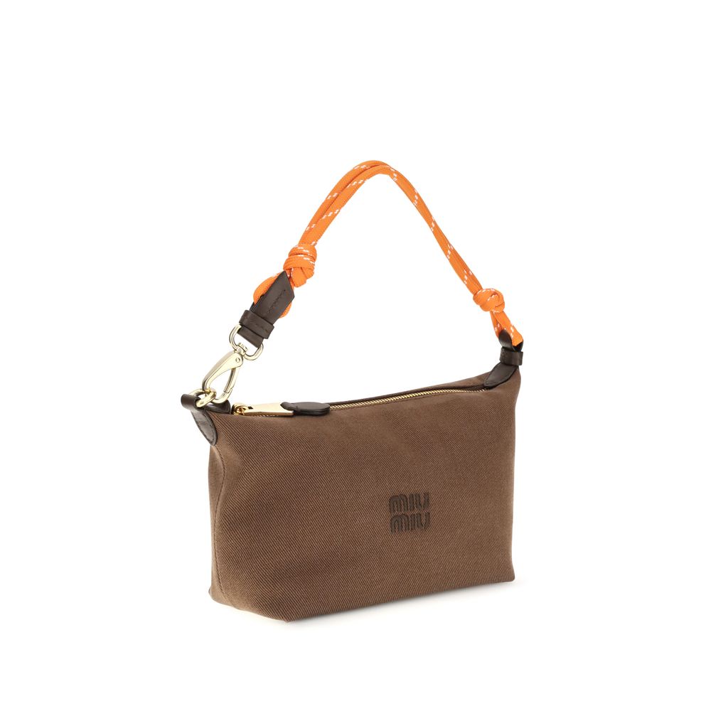 Sac à bandoulière en coton marron Miu Miu