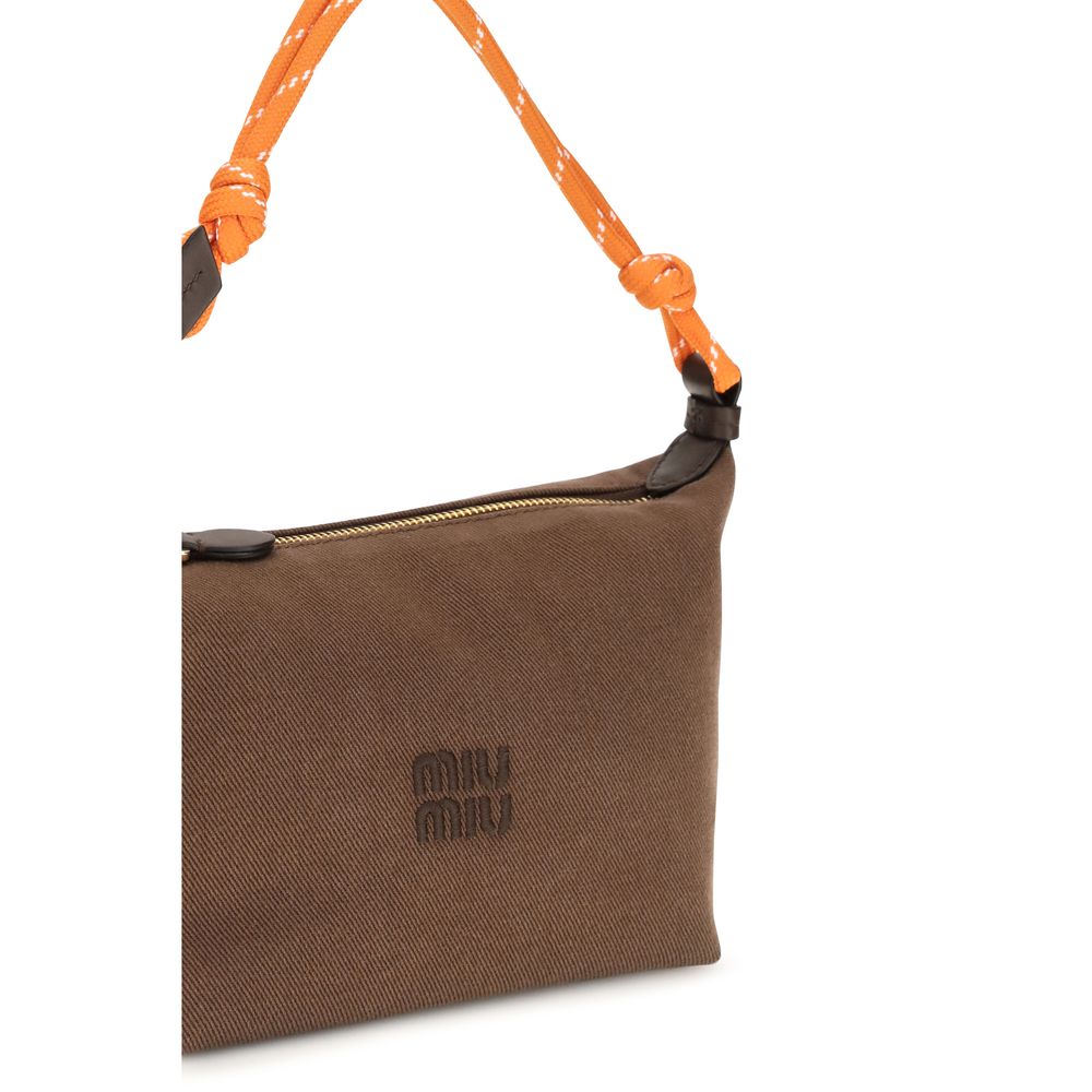 Sac à bandoulière en coton marron Miu Miu