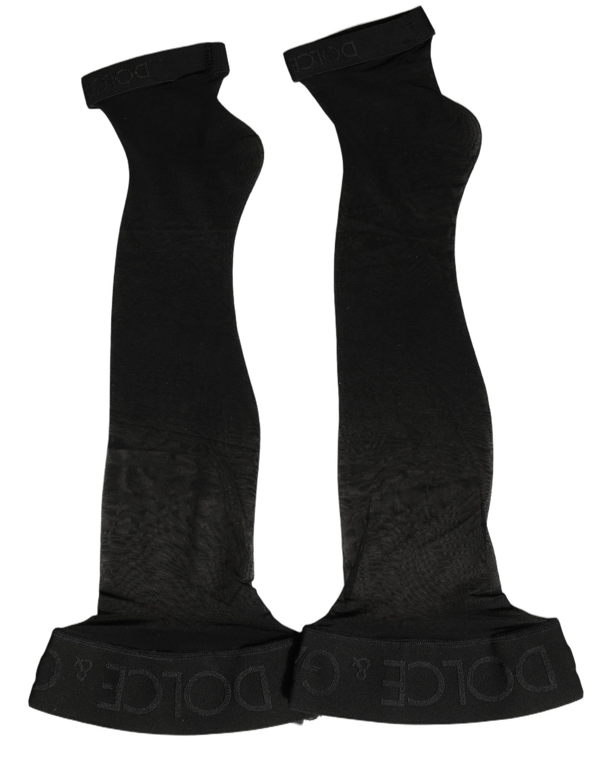 Chaussettes accessoires longues en veau Dolce & Gabbana en nylon noir avec logo pour femme