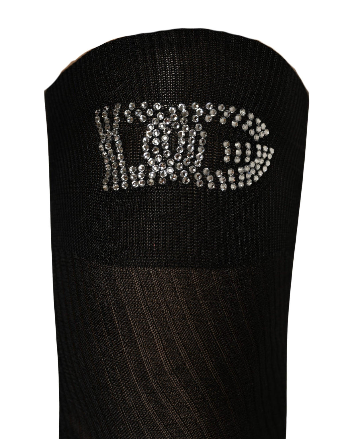 Chaussettes hautes Dolce & Gabbana noires DG Logo à strass
