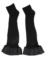 Dolce & Gabbana Black Nylon Logo Calf Long Women Accessory Socks
