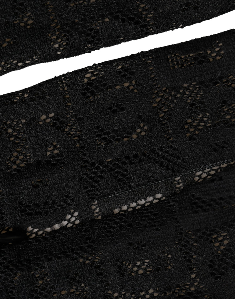 Dolce & Gabbana Black DG Logo Sheer Nylon Thigh High Socks