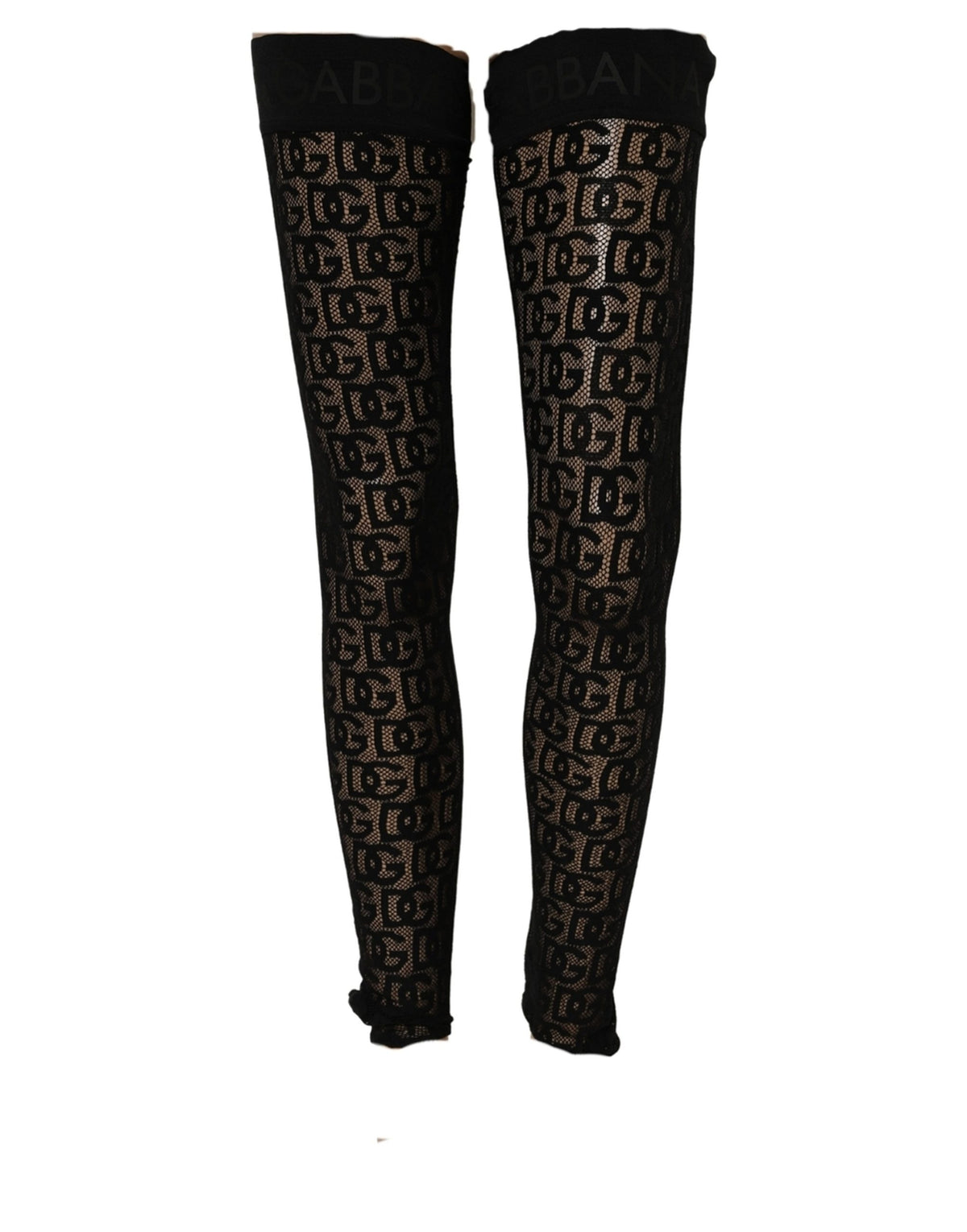 Chaussettes hautes Dolce & Gabbana noires transparentes en nylon à logo DG