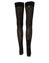 Collants résille floraux violets Dries Van Noten