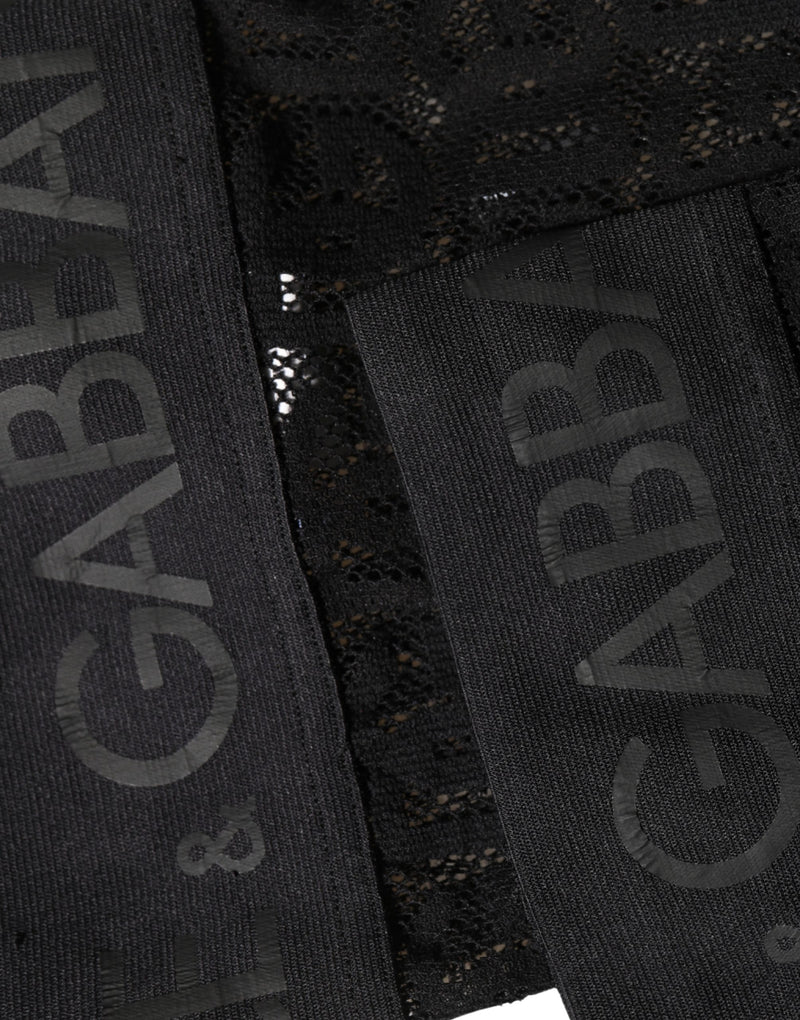 Dolce & Gabbana Black DG Logo Sheer Nylon Thigh High Socks