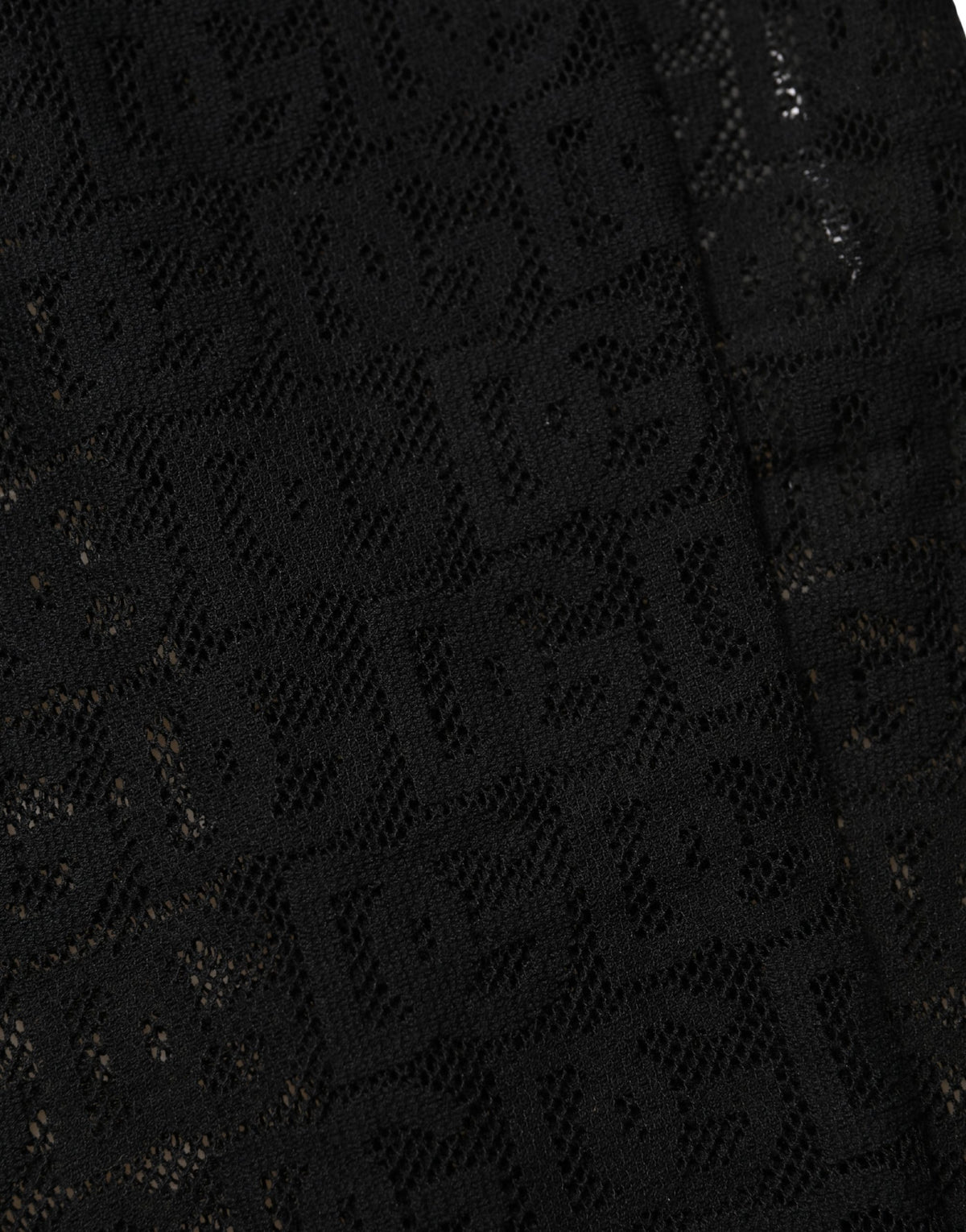 Chaussettes hautes Dolce & Gabbana noires transparentes en nylon à logo DG