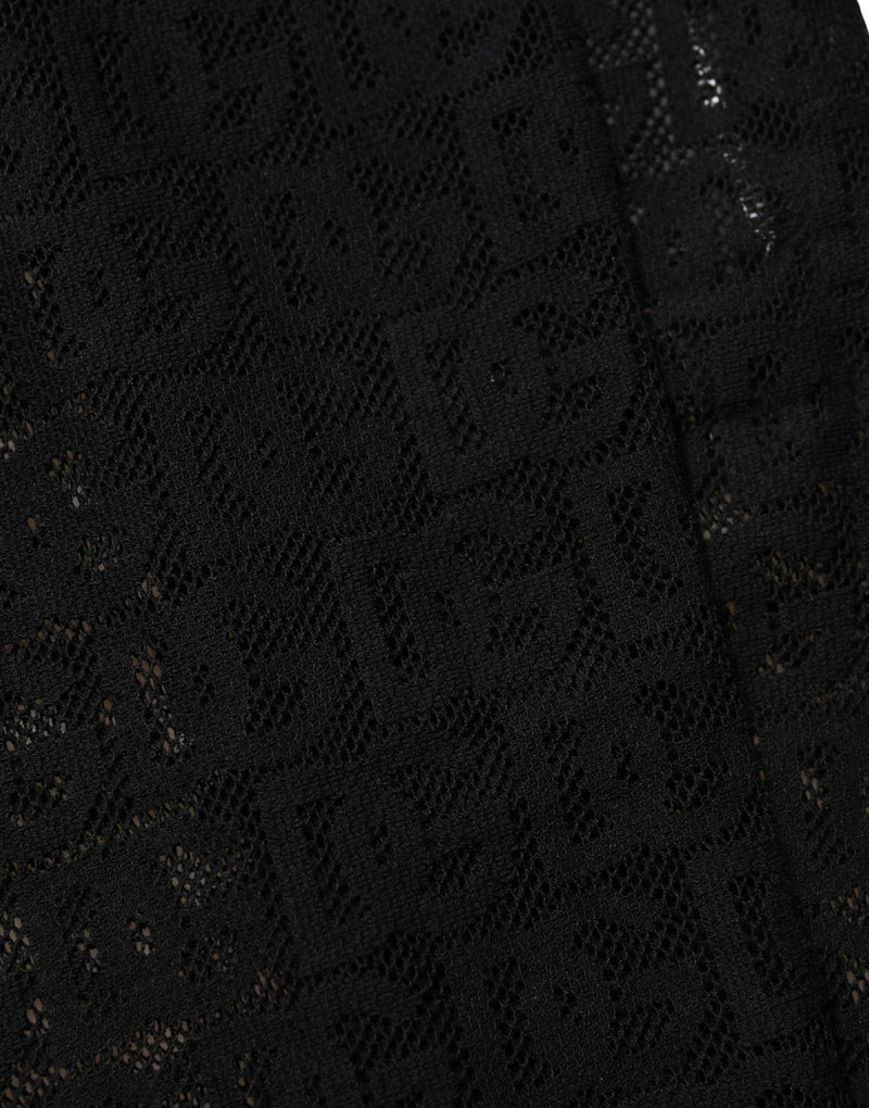 Dolce & Gabbana Black DG Logo Sheer Nylon Thigh High Socks