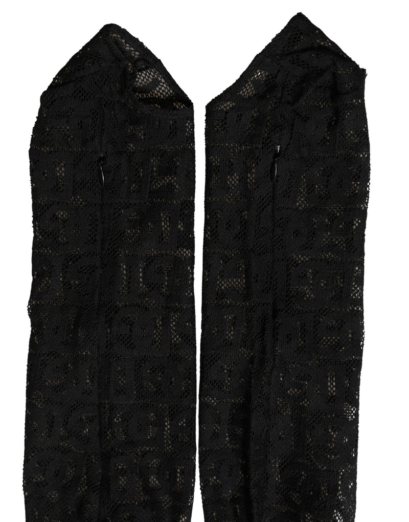 Dolce & Gabbana Black DG Logo Sheer Nylon Thigh High Socks