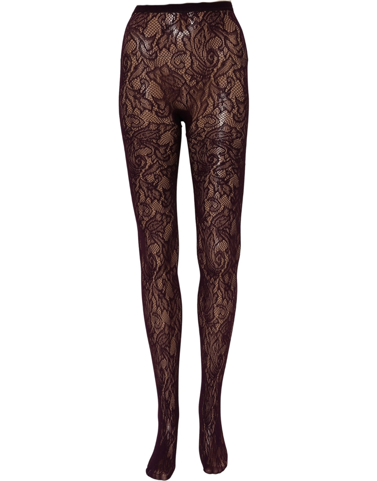 Collants résille floraux violets Dries Van Noten