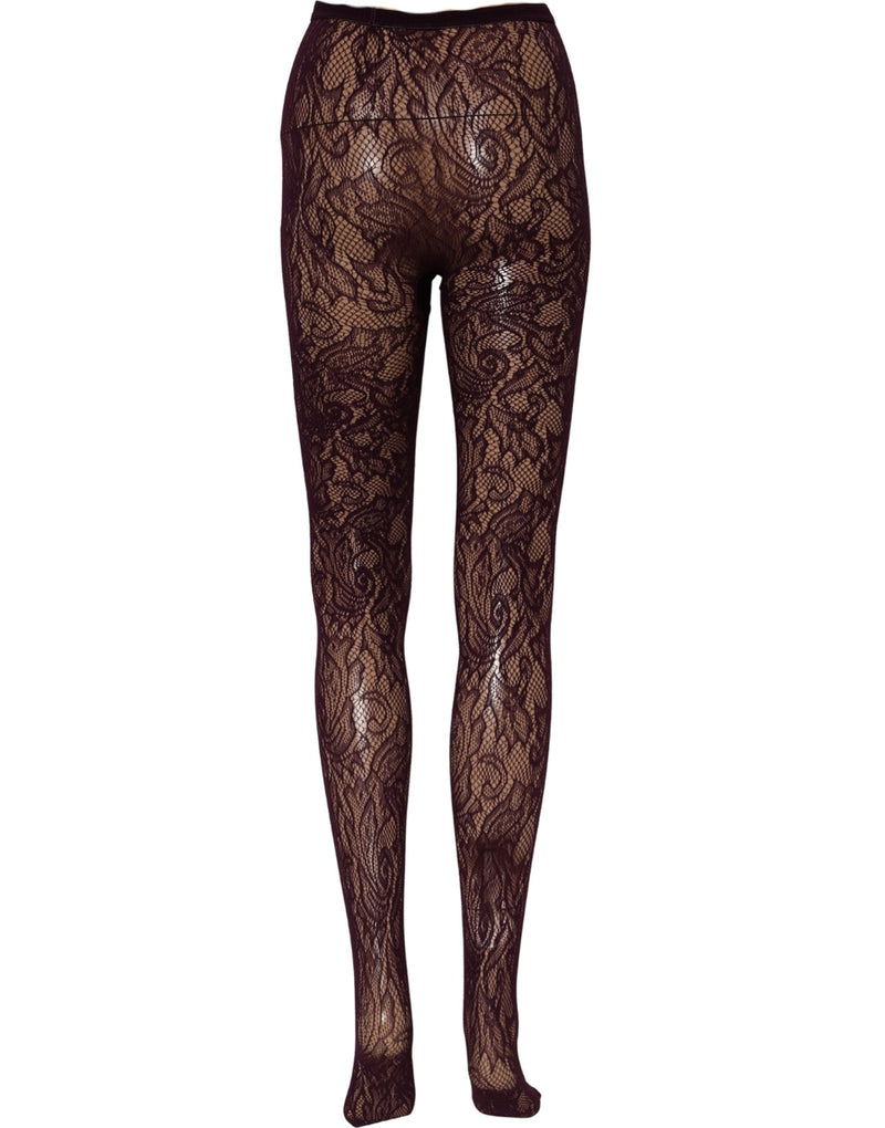 Dries Van Noten Violet Floral Fishnet Tights Stockings Pantyhose Socks