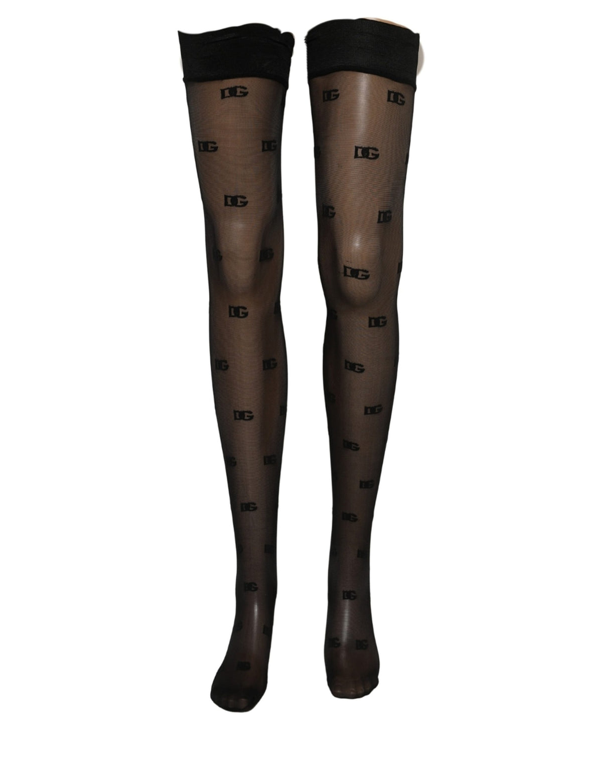 Dolce & Gabbana Collants Mi-Bas Chaussettes Monogramme Logo Transparent Noir