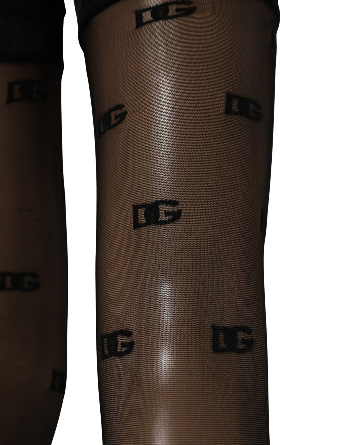 Dolce & Gabbana Collants Mi-Bas Chaussettes Monogramme Logo Transparent Noir