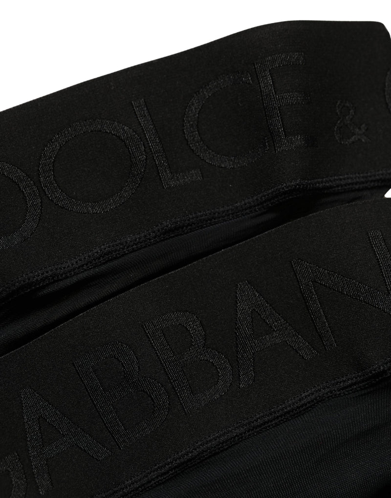 Dolce & Gabbana Black Nylon Logo Calf Long Women Accessory Socks