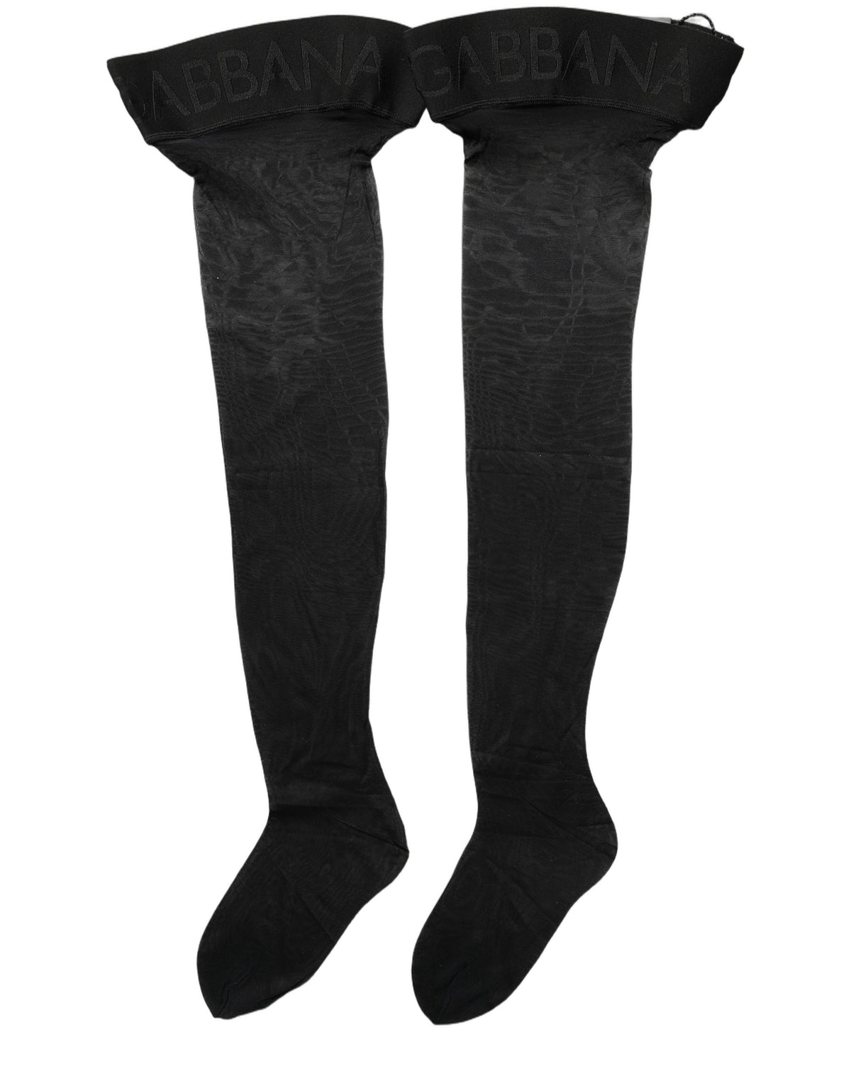 Dolce & Gabbana Chaussettes hautes accessoire femme en nylon noir à logo