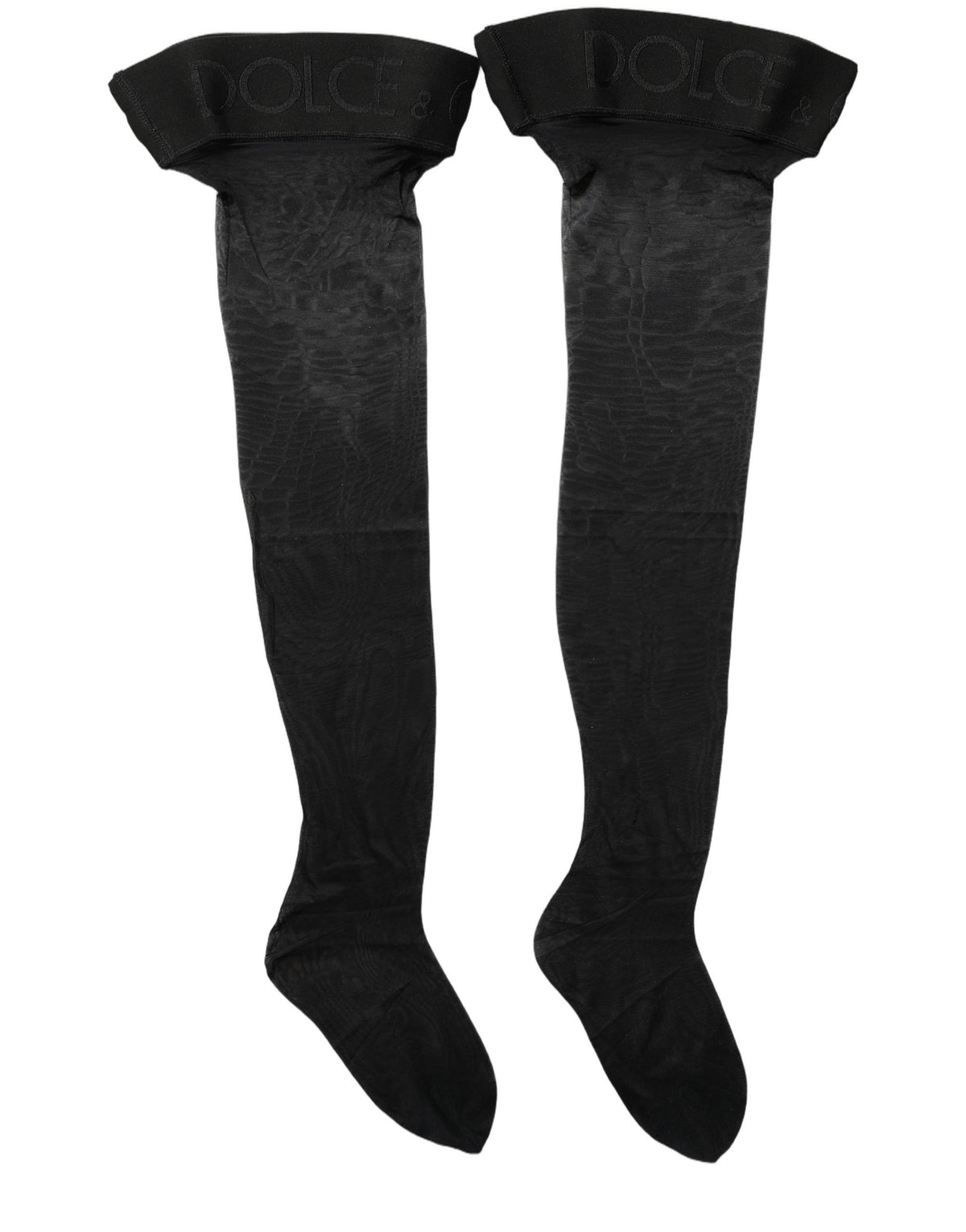 Dolce & Gabbana Chaussettes hautes accessoire femme en nylon noir à logo