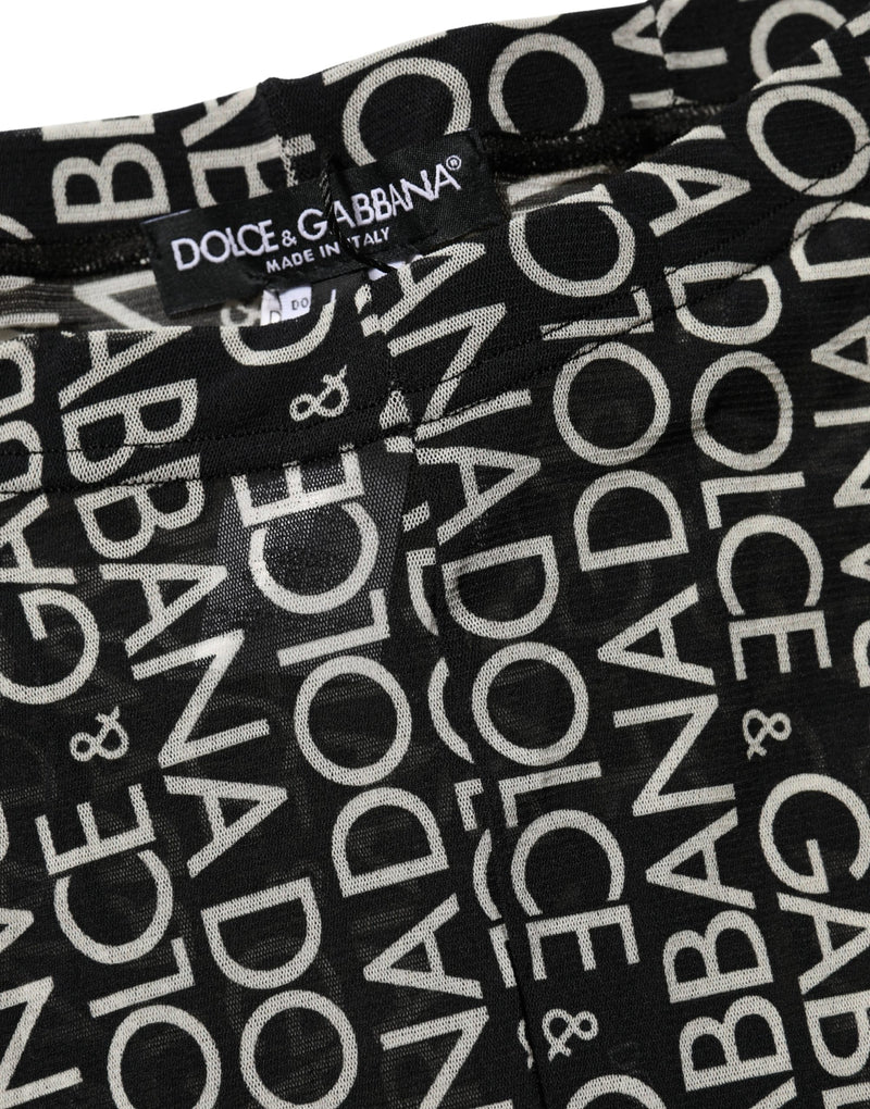 Dolce & Gabbana Black White All Over Print Sheer Stretch Tights Socks