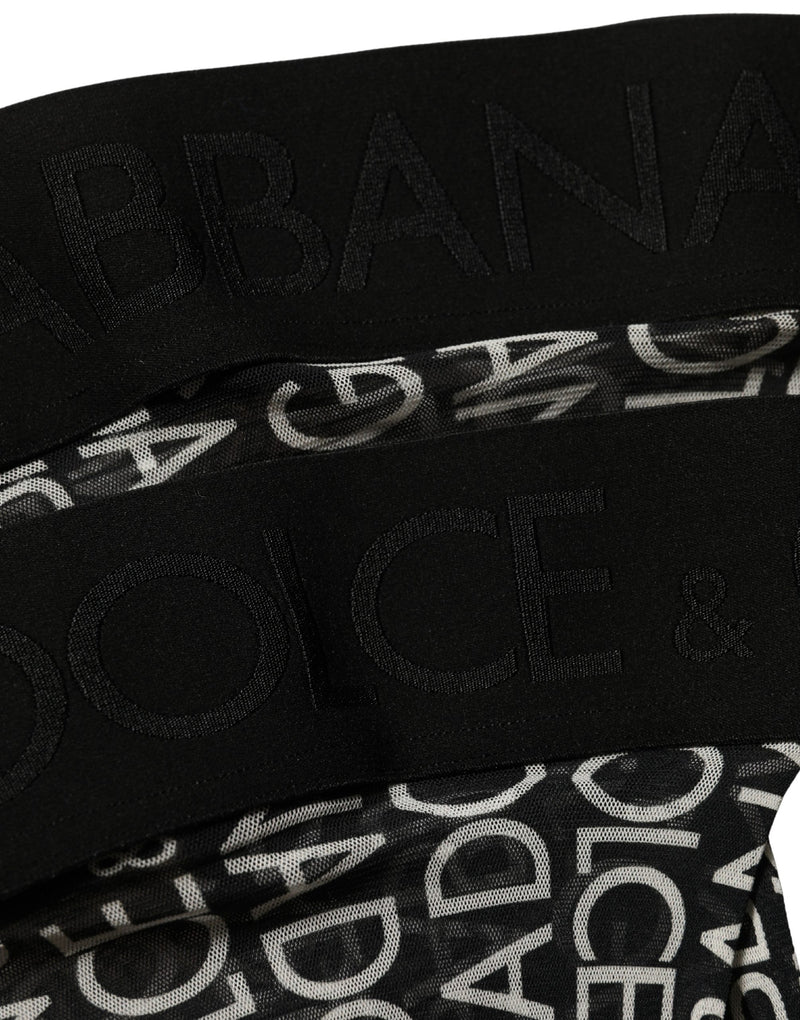 Dolce & Gabbana Black Sheer Logo Monogram High Stockings Socks